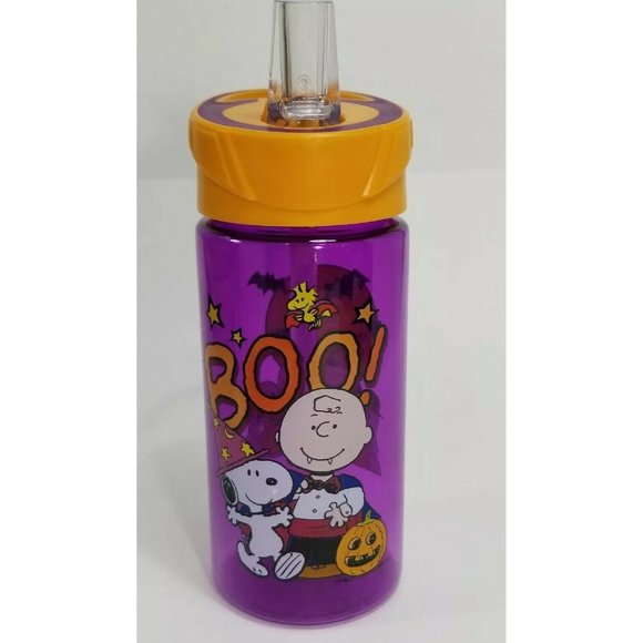 Peanuts Halloween Tritan BPA free Waterbottle flip top attached straw clean - Picture 4 of 5